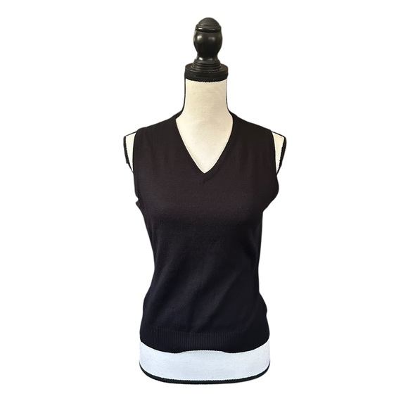 Vintage ESPRIT Black Wool Blend Knit Sweater Vest 90s Y2K Preppy Academia Medium - Picture 1 of 9